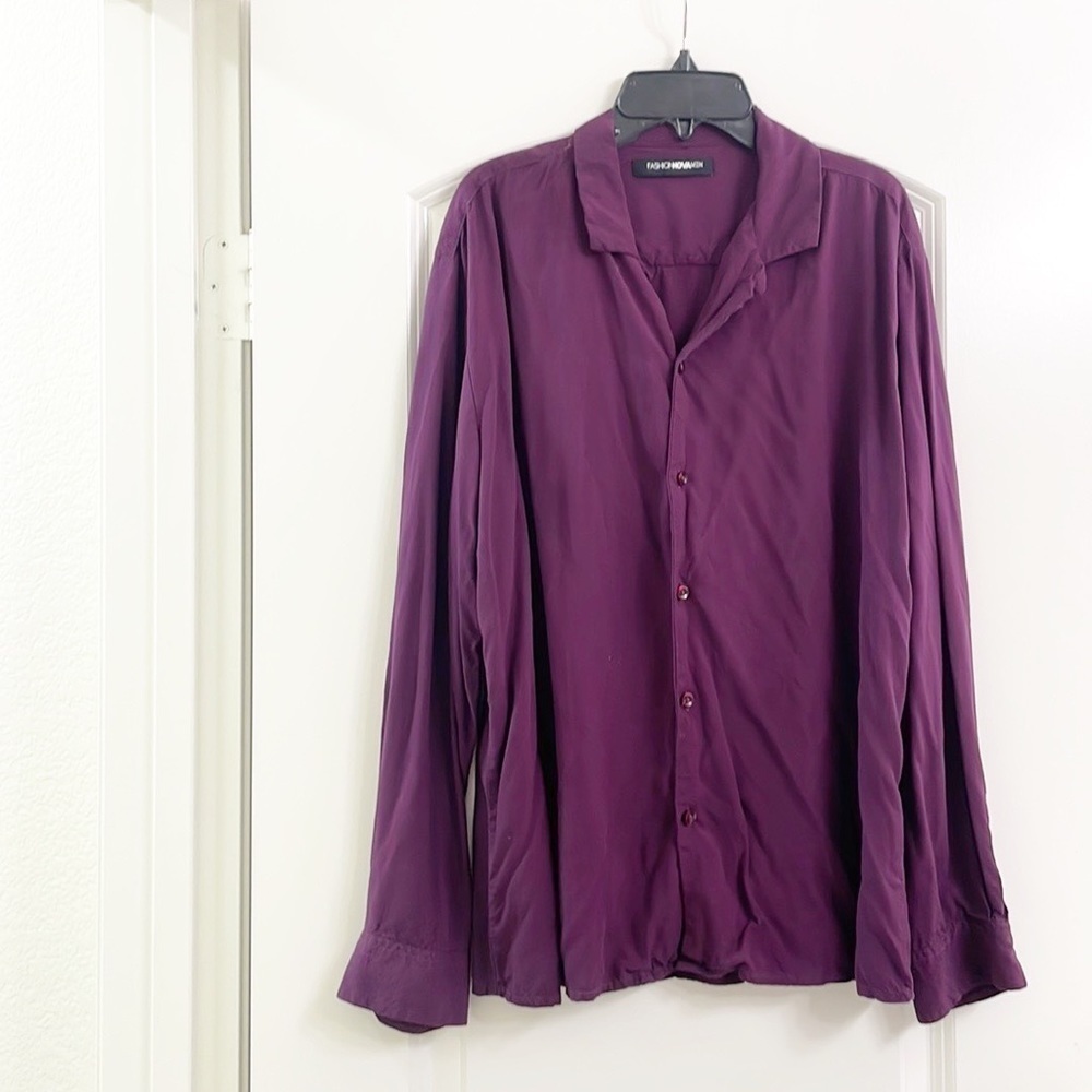 Fashion Nova Men purple long sleeve button down shirt